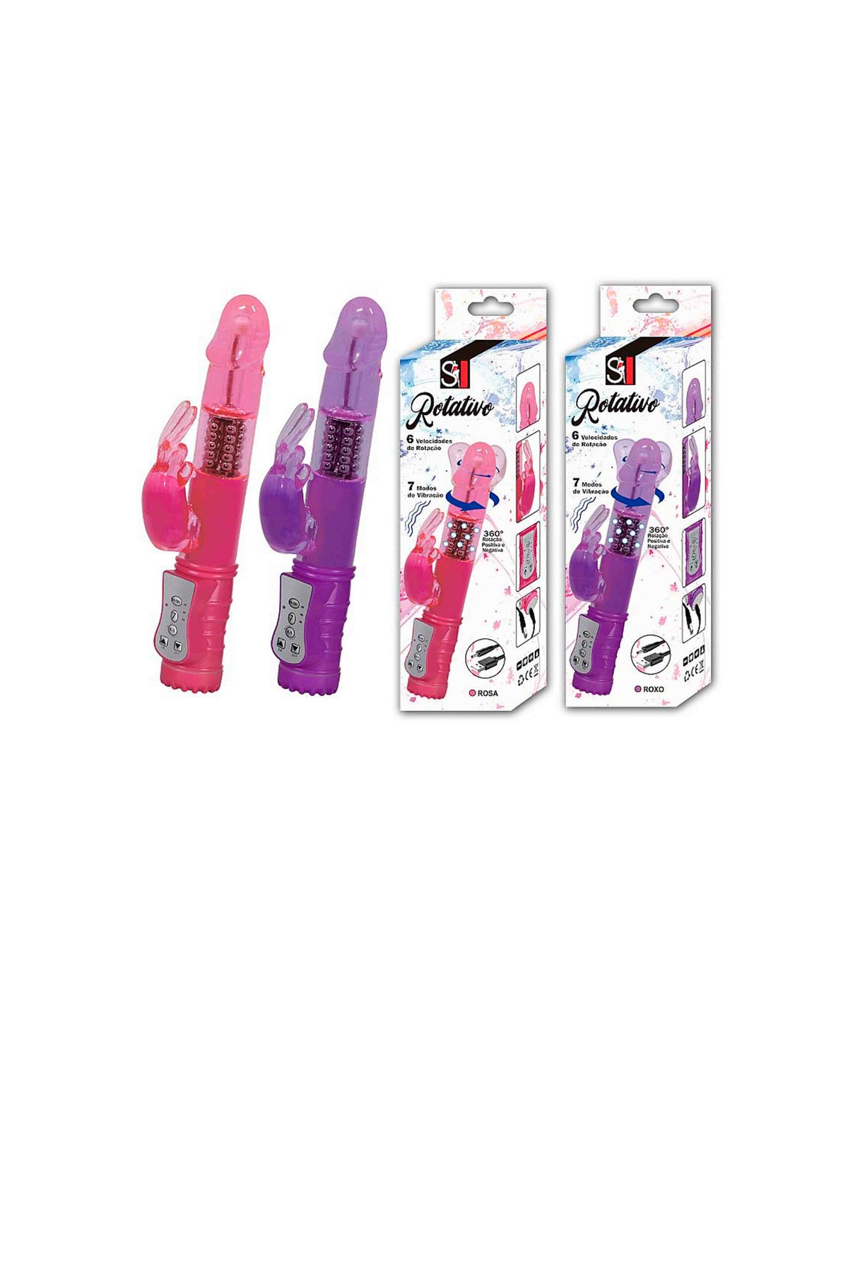 Vibrador Rotativo Liso Recarregável Rabbit em rosa – Doce Malícia