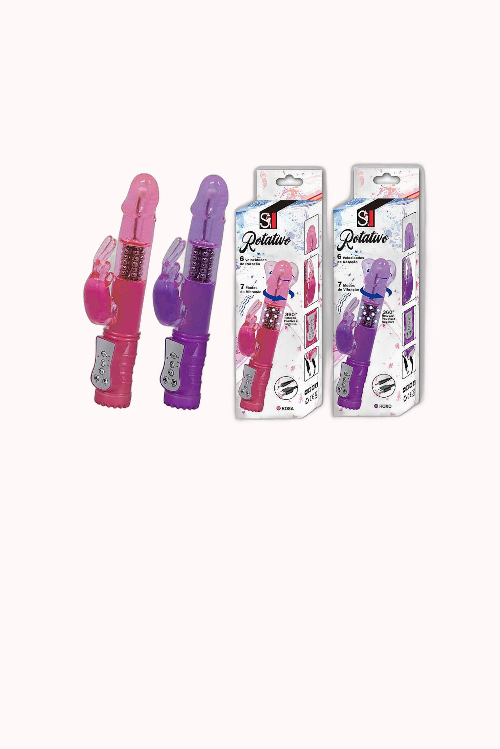 Vibrador Rotativo Liso Recarregável Rabbit – 7 Vibrações com Rotação 360º – Doce Malícia