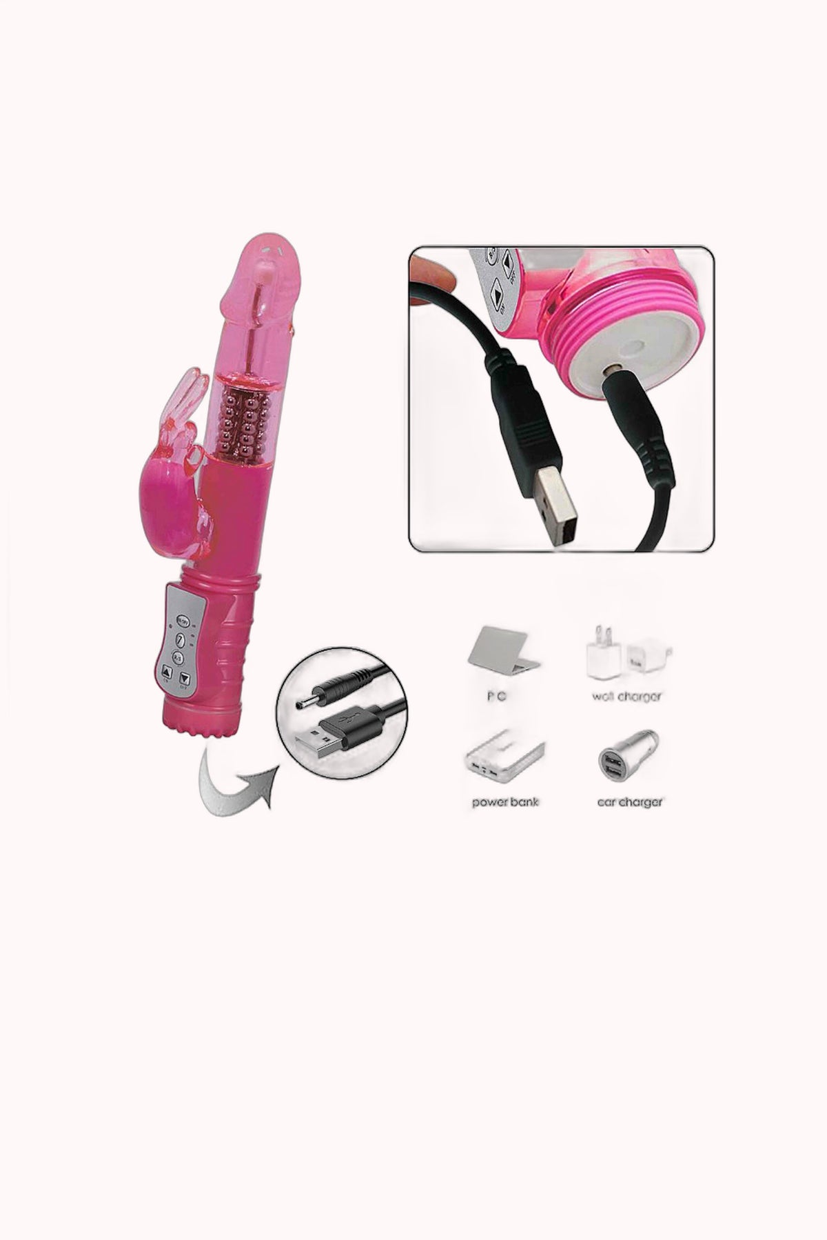Vibrador Rotativo Liso Recarregável Rabbit – 7 Vibrações com Rotação 360º – Doce Malícia