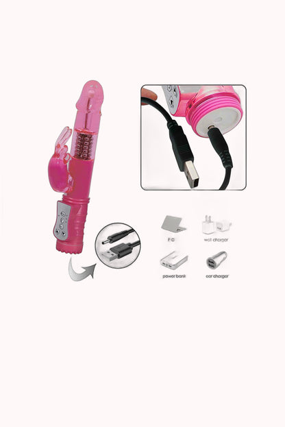 Vibrador Rotativo Liso Recarregável Rabbit – 7 Vibrações com Rotação 360º – Doce Malícia