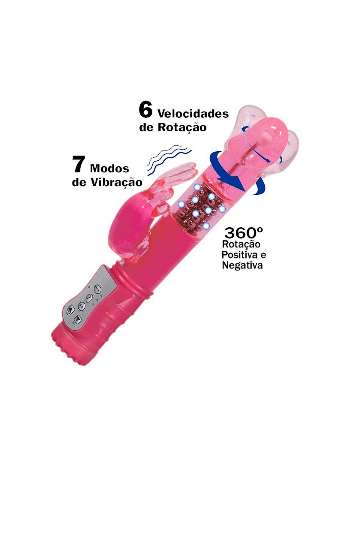 Vibrador Rotativo Liso Recarregável Rabbit em rosa – Doce Malícia