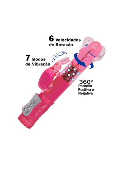 Vibrador Rotativo Liso Recarregável Rabbit em rosa – Doce Malícia