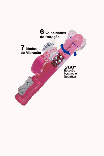 Vibrador Rotativo Liso Recarregável Rabbit – 7 Vibrações com Rotação 360º – Doce Malícia