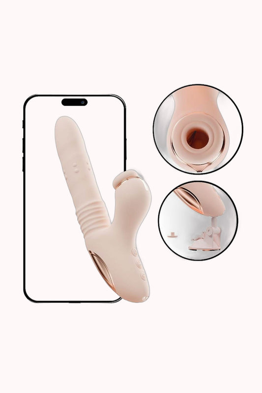 Vibrador de Ponto G e Clitóris / Pulsação com Vai e Vem Rotação / Aquecimento – 23,5 x 3,7cm – Doce Malícia