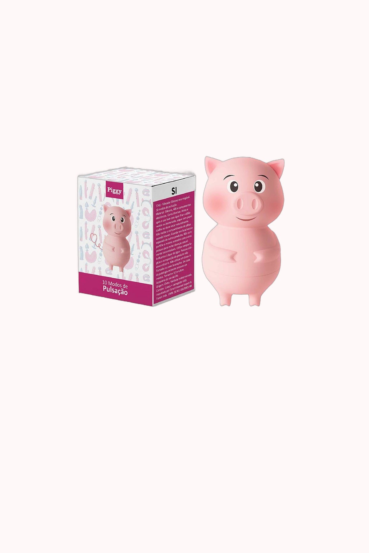 Vibrador Piggy/Porco em Silicone Recarregável – 10 Modos de Pulsação – Doce Malícia