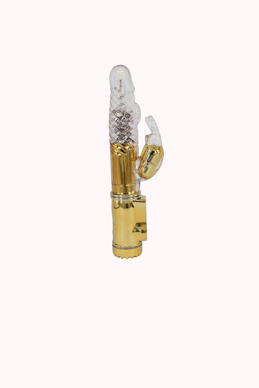 Vibrador Rabbit Metálico em Silicone Recarregável – 36 Vibrações com 8 Níveis de Rotação – Doce Malícia