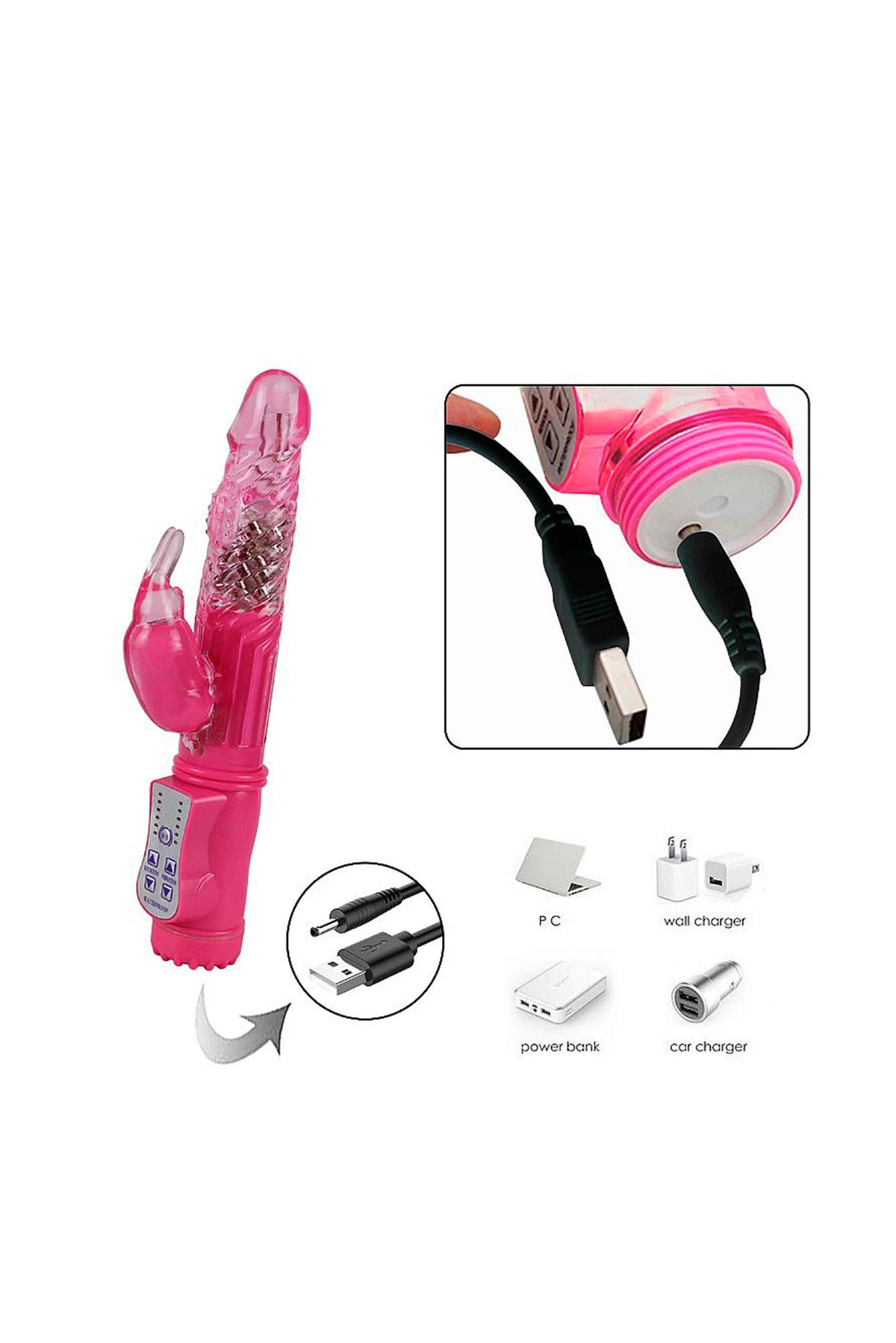 Vibrador Rotativo em Silicone Recarregável em rosa – Doce Malícia