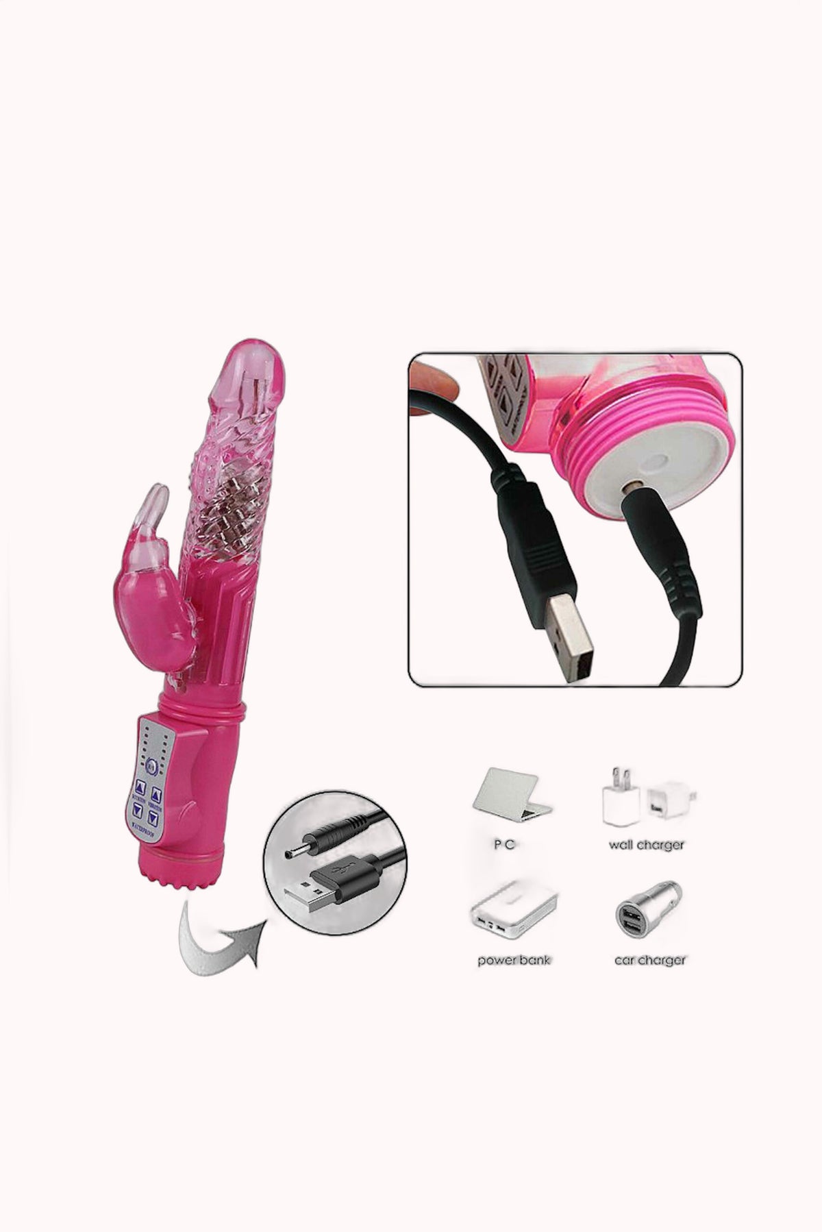 Vibrador Rotativo em Silicone Recarregável 36 Vibrações com Rotação – Doce Malícia