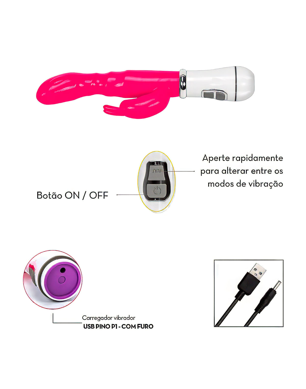 Vibrador Ponto G com Estimulador Rabbit em rosa pink – Doce Malícia