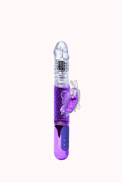 Vibrador Recarregável  Rotativo “Vai e Vem” de Silicone com Estimulador – Doce Malícia