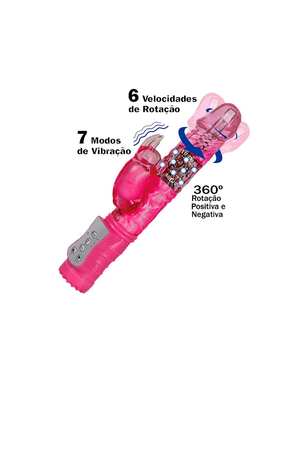 Vibrador Rotativo com Textura e em rosa – Doce Malícia