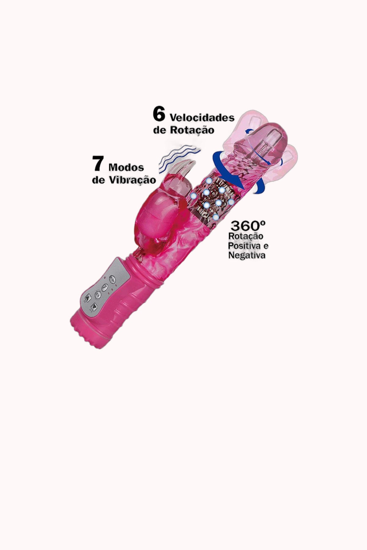 Vibrador Rotativo com Textura e 7 Vibrações com Rotação 360º – Doce Malícia