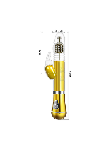 Vibrador Rotativo de Coelho Cromado em dourado – Doce Malícia