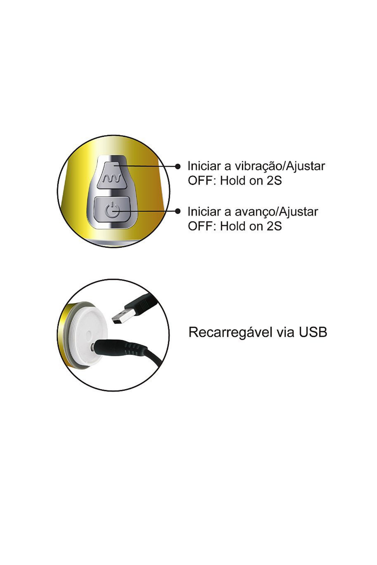 Vibrador Rotativo de Coelho Cromado em dourado – Doce Malícia