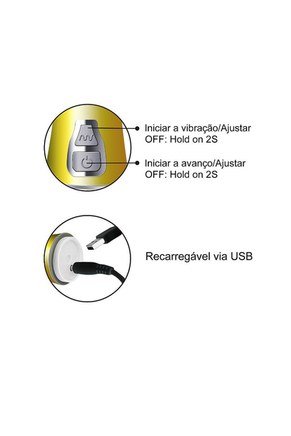 Vibrador Rotativo de Coelho Cromado em dourado – Doce Malícia