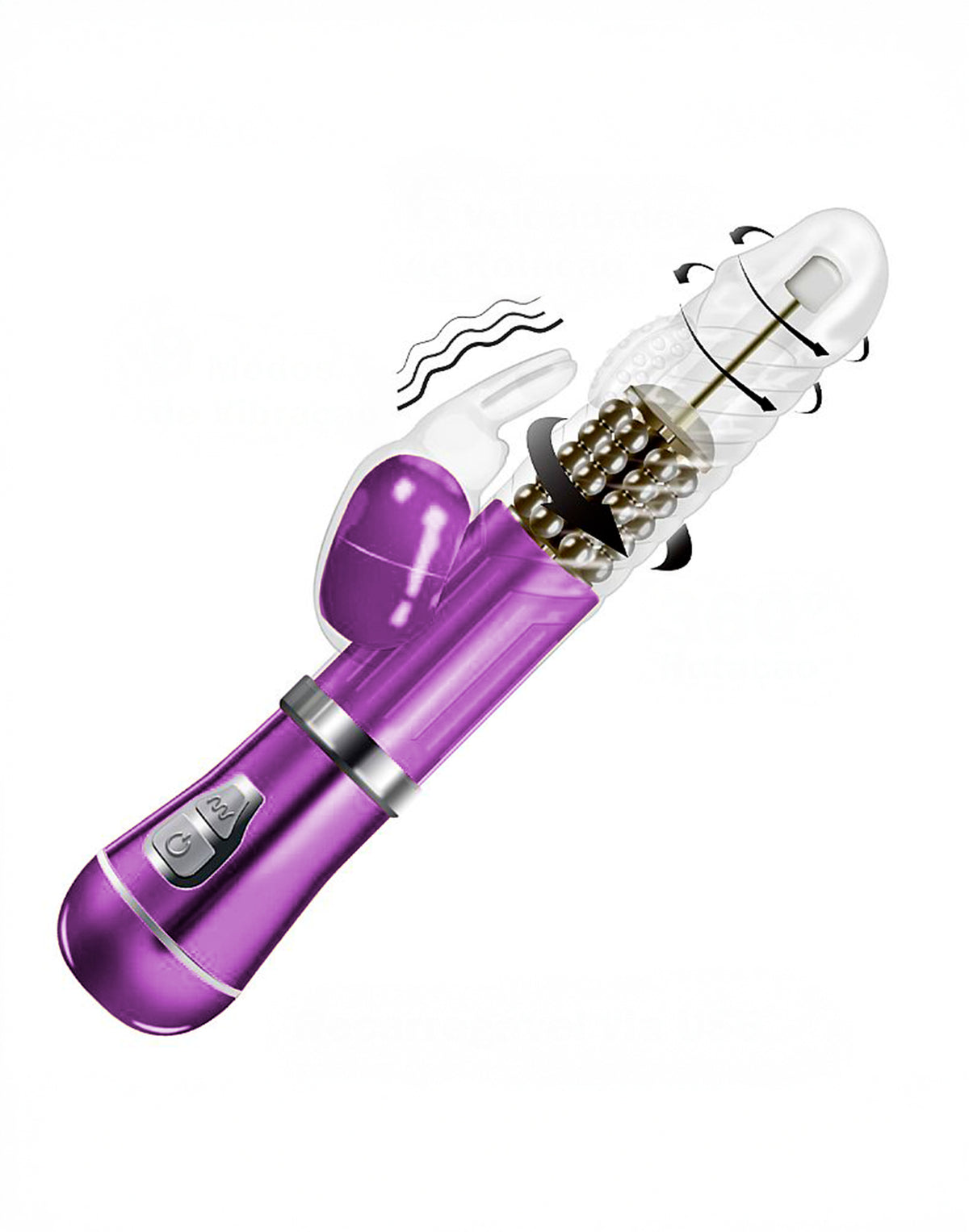 Vibrador Rotativo de Coelho Cromado em roxo – Doce Malícia