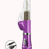 Vibrador Rotativo de Coelho Cromado Recarregável Roxo Metálico – Doce Malícia