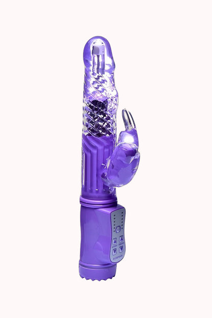 Vibrador de Rotação em Silicone com Estimulador Rabbit – Doce Malícia