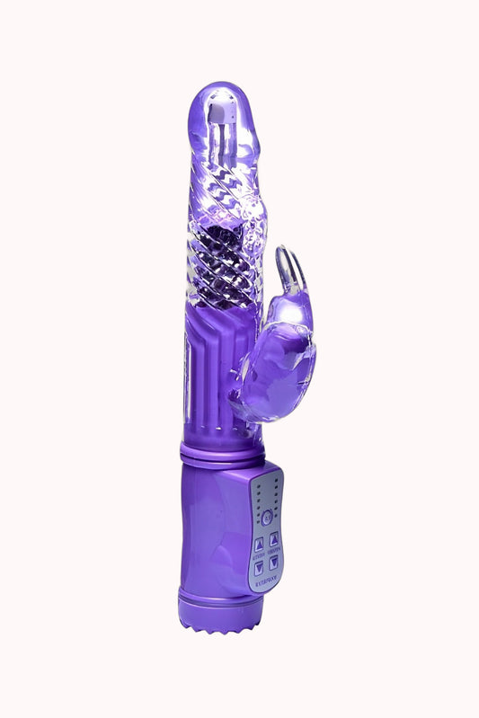 Vibrador de Rotação em Silicone com Estimulador Rabbit – Doce Malícia