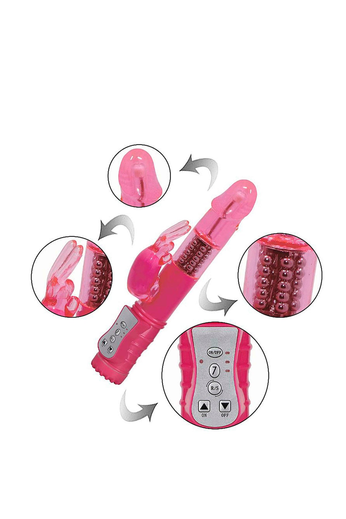 Vibrador Rotativo de Silicone com em rosa – Doce Malícia