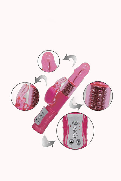 Vibrador Rotativo de Silicone com Estimulador 7 Modos – Doce Malícia