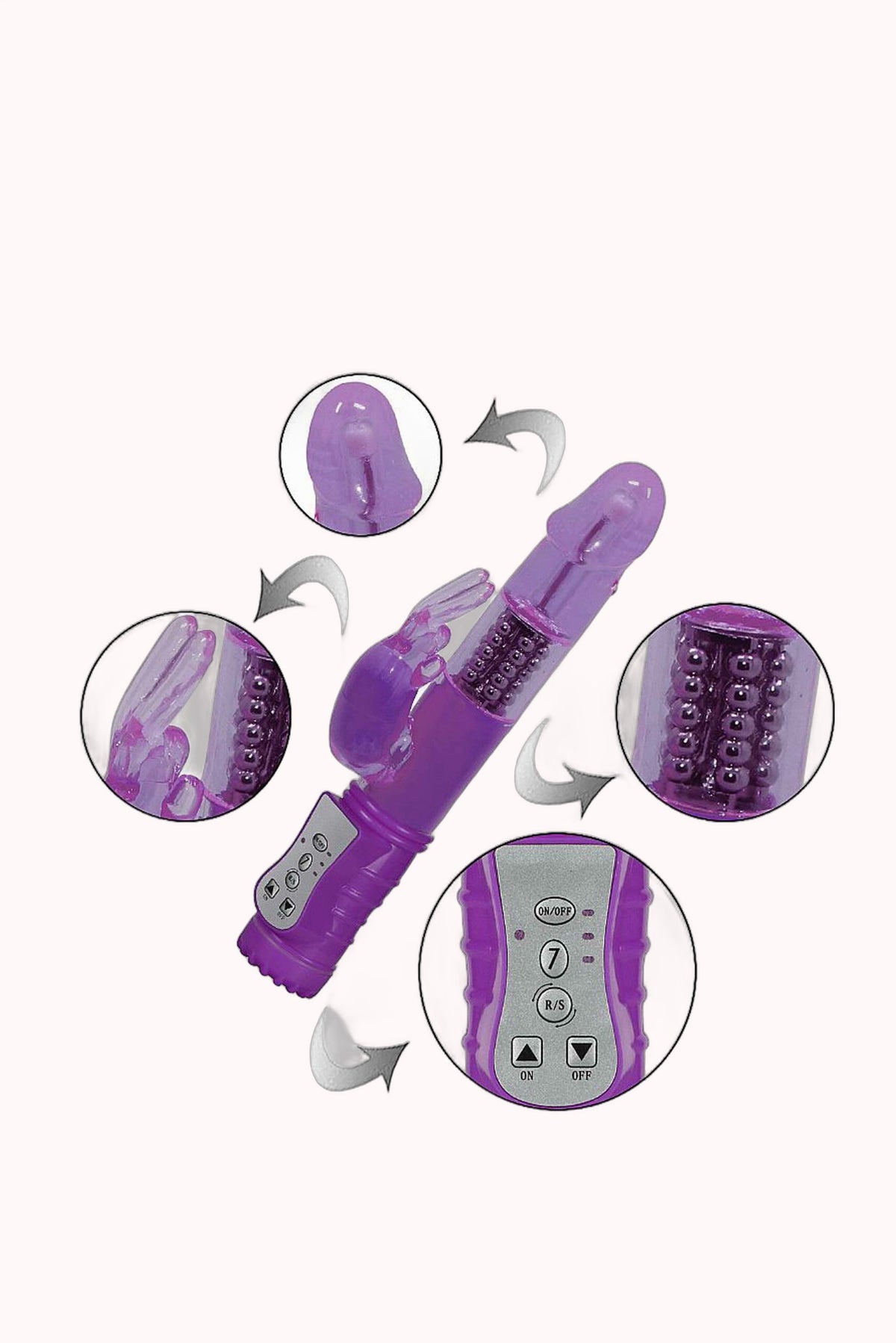 Vibrador Rotativo de Silicone com Estimulador 7 Modos – Doce Malícia