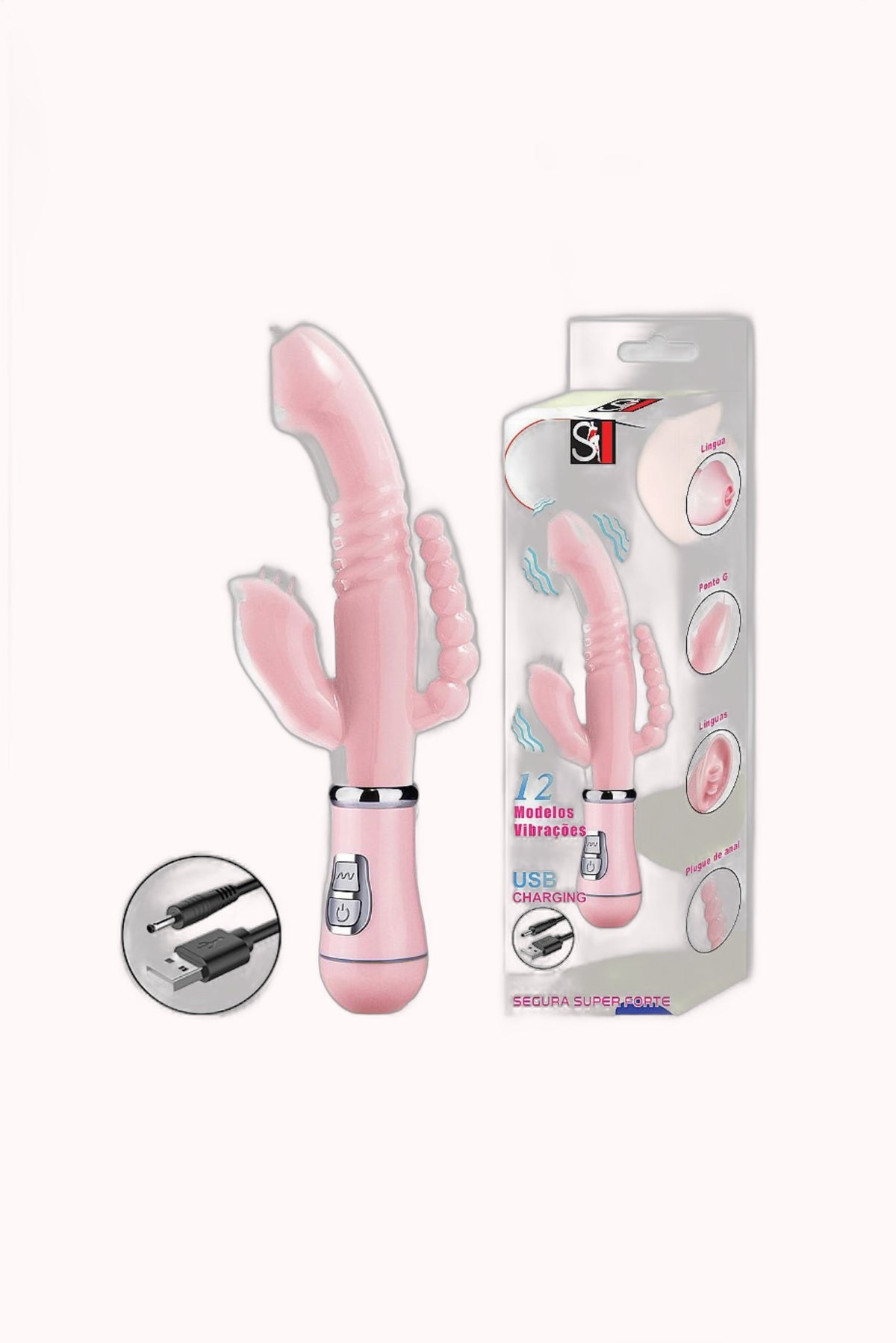 Vibrador de Ponto G e Clitóris em Jelly Recarregável – 3 em 1 – Doce Malícia