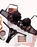 Conjunto Personalizável em Tule Bordado – Wendy – Preto – Doce Malícia